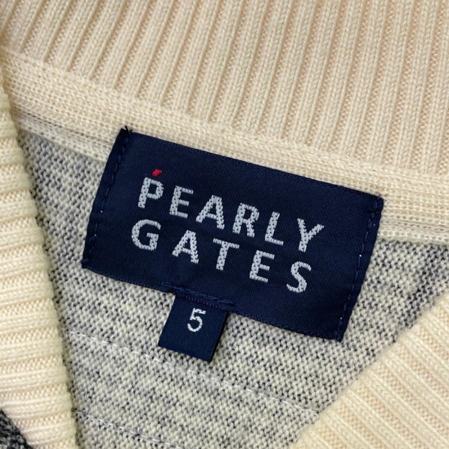 PEARLY GATES パーリーゲイツ  ウール ニット ジップジャケット グレンチェック柄 ブラック系 5 ゴルフウェア メンズ｜stst-used｜04