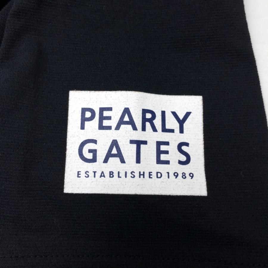 PEARLY GATES パーリーゲイツ 2023年モデル ハイネック 半袖Tシャツ ニコちゃん バックロゴ ブラック系 7 ゴルフウェア メンズ｜stst-used｜03