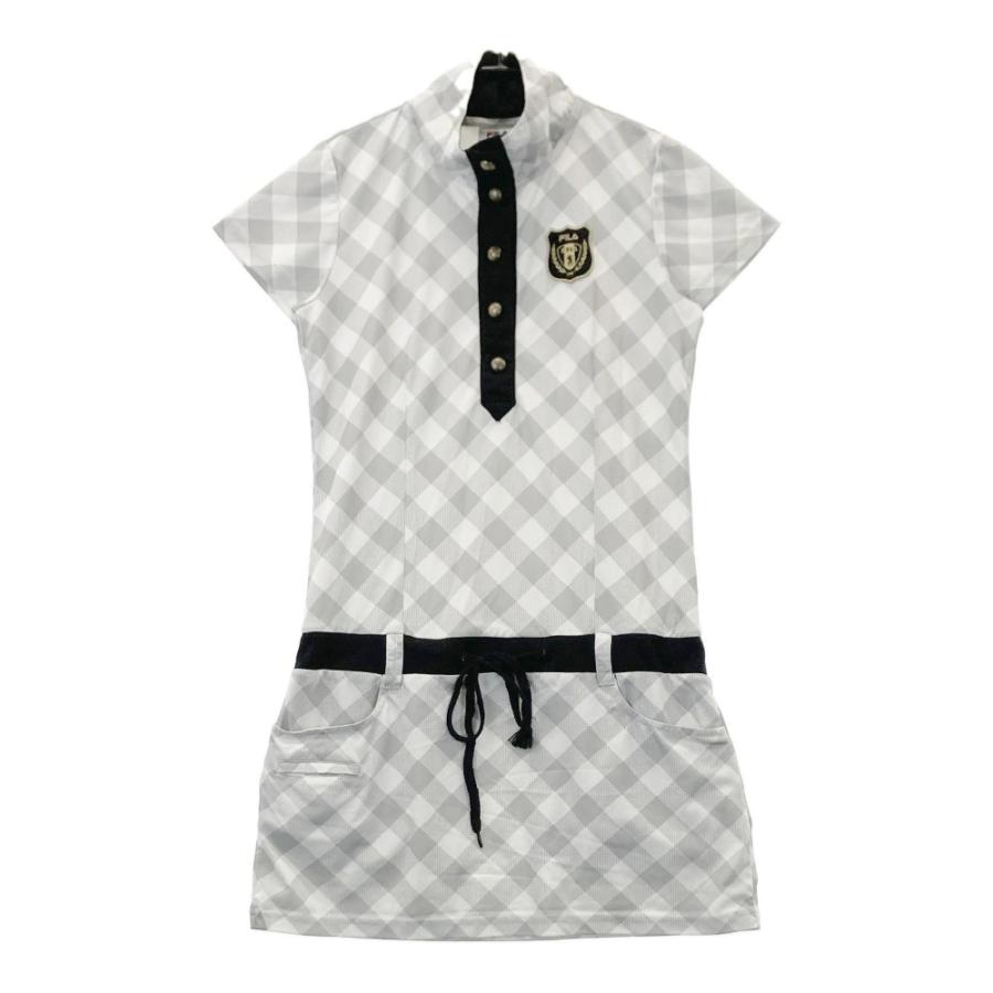 FILA GOLF フィラゴルフ 半袖ワンピース チェック柄 グレー系 M ゴルフ 