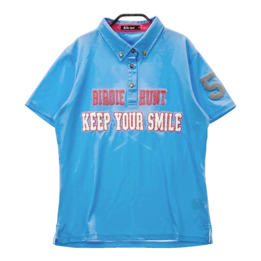 BIRDIE HUNT バーディーハント 半袖ポロシャツ ワッペン ブルー系 LL