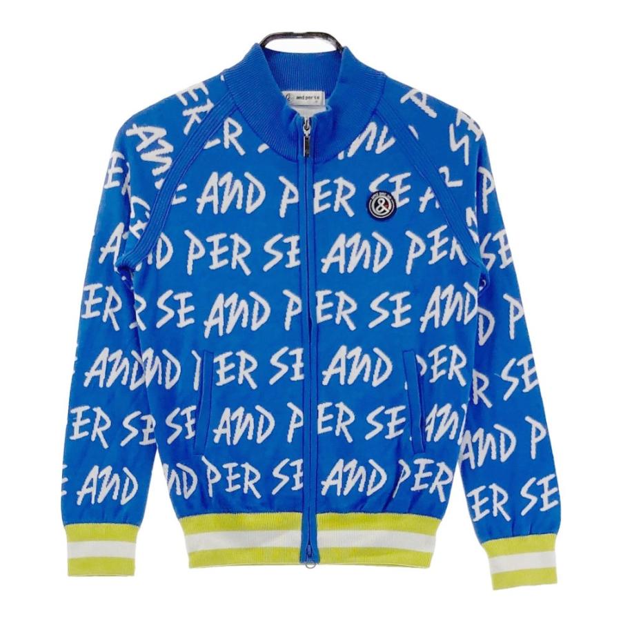 and per se AND PER SE アンパスィ ニット ジャケット 総柄 ブルー系 M 