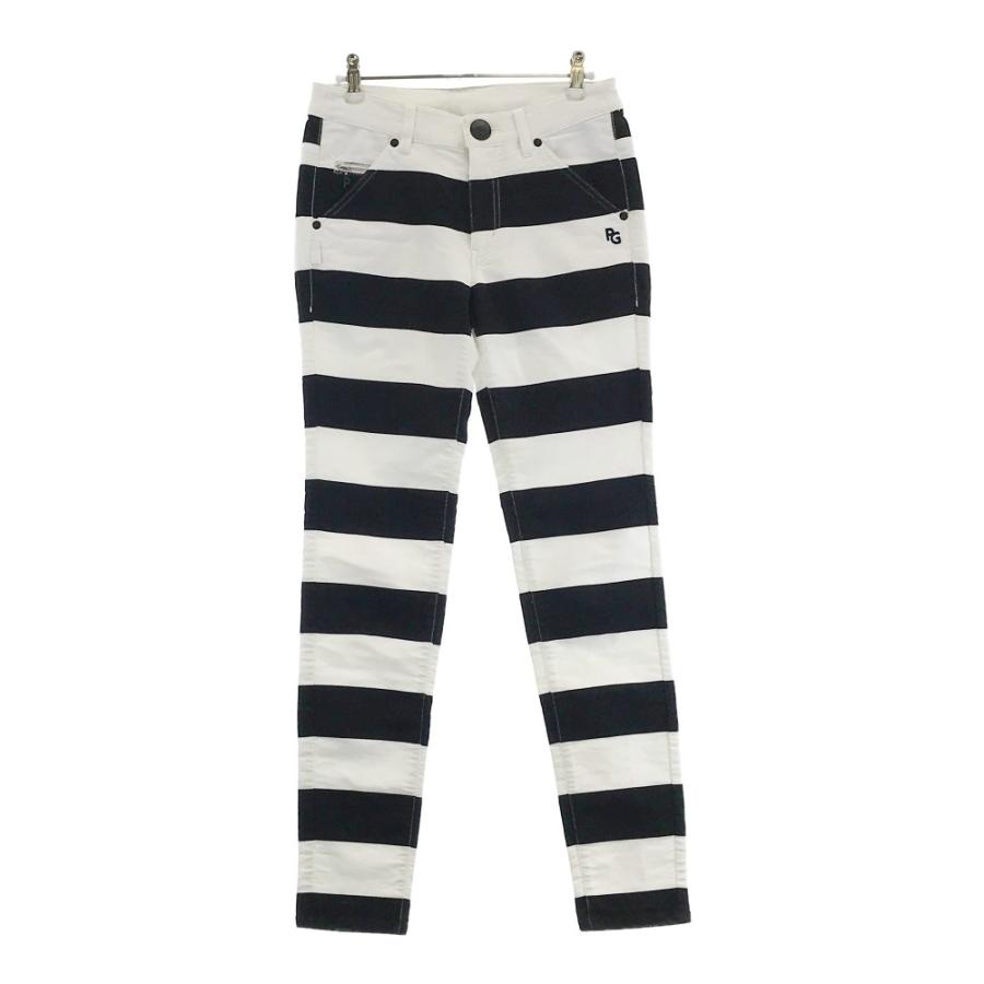 ○★新品未使用　PEARLY GATES　ボーダー柄　ストレッチパンツ　1 PEARLY GATES パーリーゲイツ ストレッチパンツ ボーダー柄 ホワイト系
