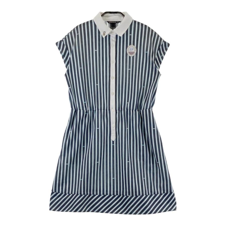 ZOY（ゾーイ） 半袖ワンピース ストライプ柄 ネイビー系 36 ゴルフ