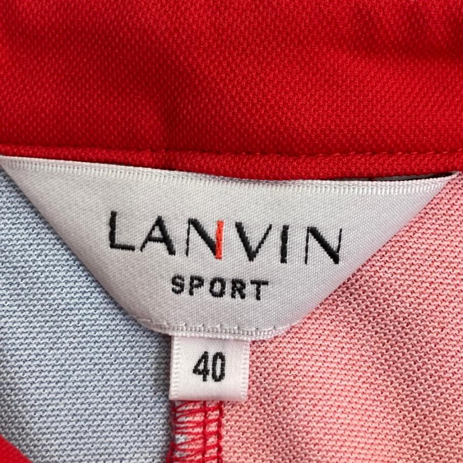 LANVIN SPORT ランバン スポール  ハーフジップ 半袖ポロ ワンピース 総柄 レッド系 40 ゴルフウェア レディース｜stst-used｜04