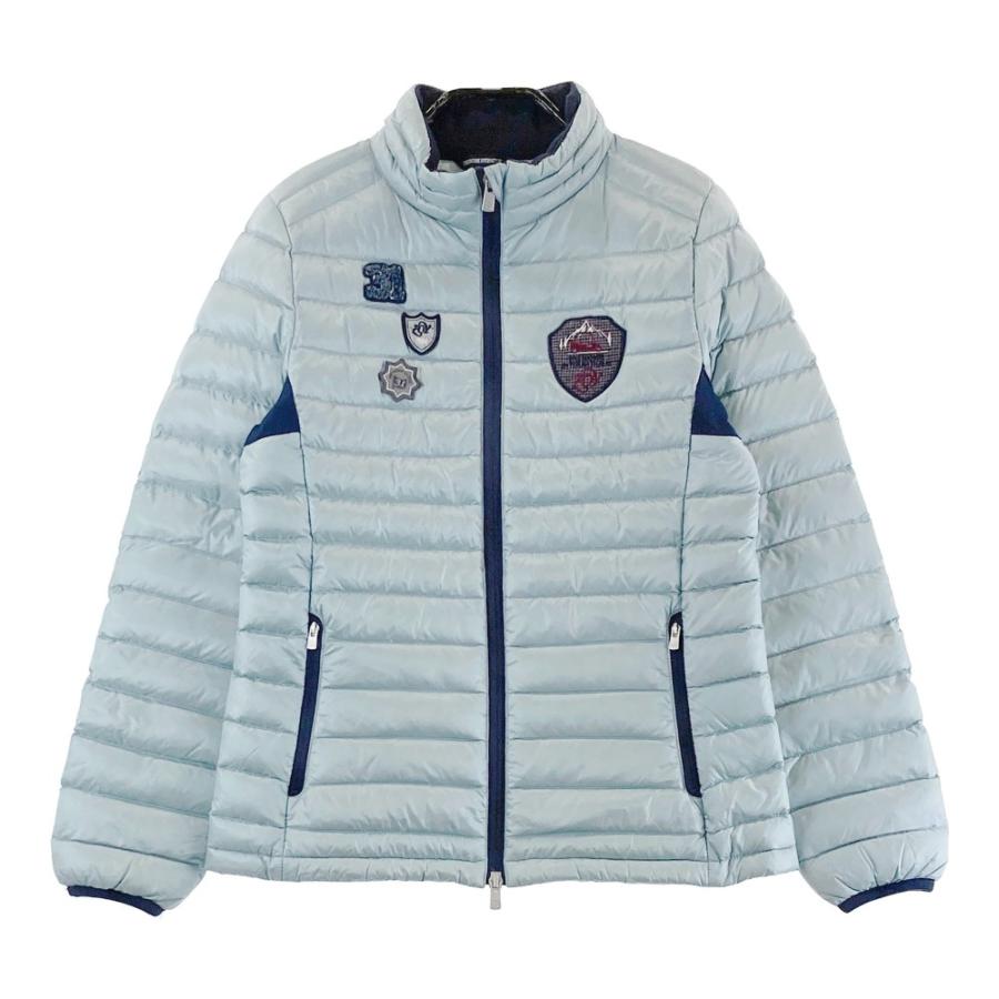 ZOY ゾーイ ダウンジャケット ワッペン グレー系 36 ゴルフウェア 