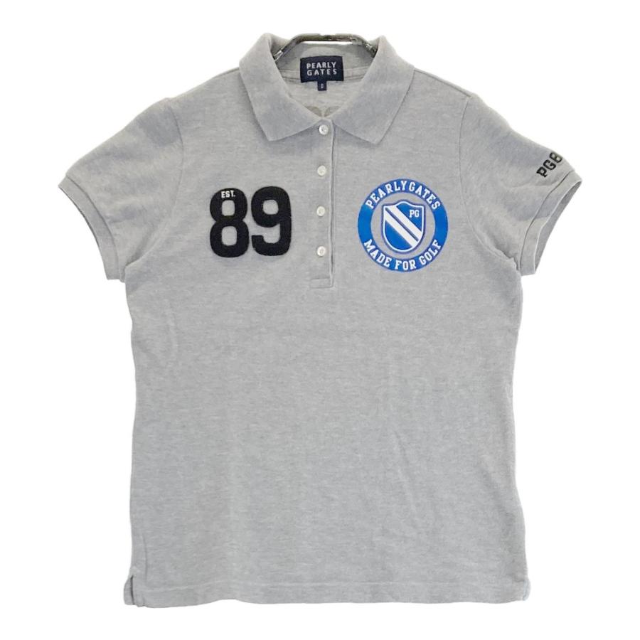 ○★新品未使用　PEARLY GATES　エンブレムワッペン ロゴポロシャツ　6 PEARLY GATES（パーリーゲイツ） 半袖ポロシャツ 89ワッペン グレー系