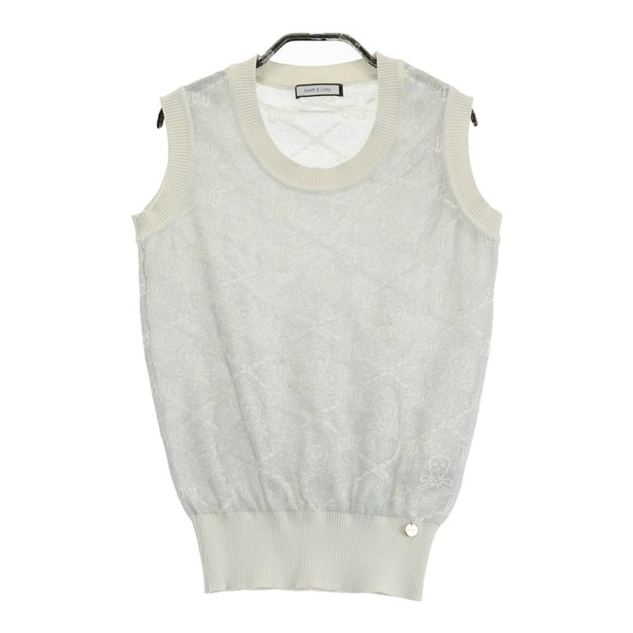 ☻MARK&LONA☻スカル総柄ニットベスト♠グレー♠XL MARK&LONA（マークアンドロナ） ニットベスト スカル 総柄 グレー系 38