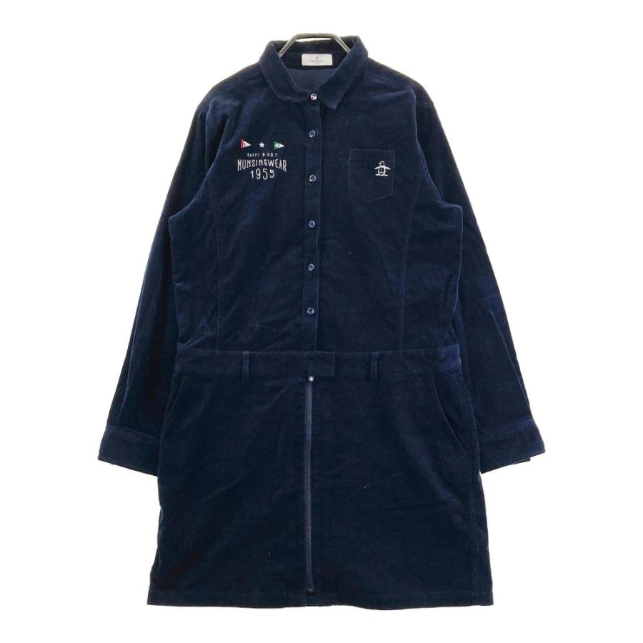 MUNSING WEAR マンシングウェア コーデュロイ 長袖ワンピース ネイビー 