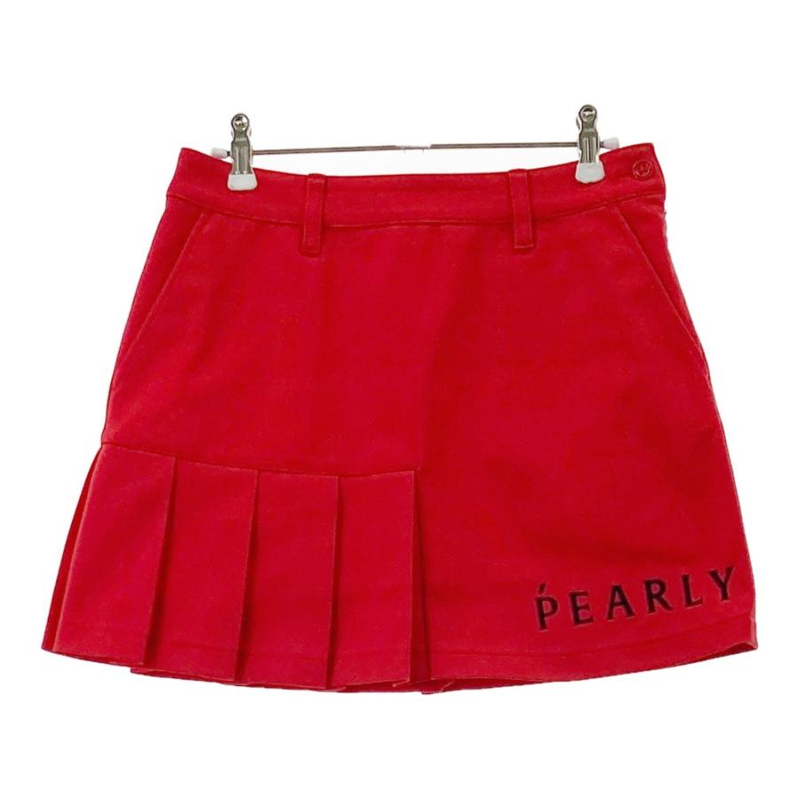 PEARLY GATES パーリーゲイツ スカート 裾プリーツ ロゴ刺繍 レッド系  