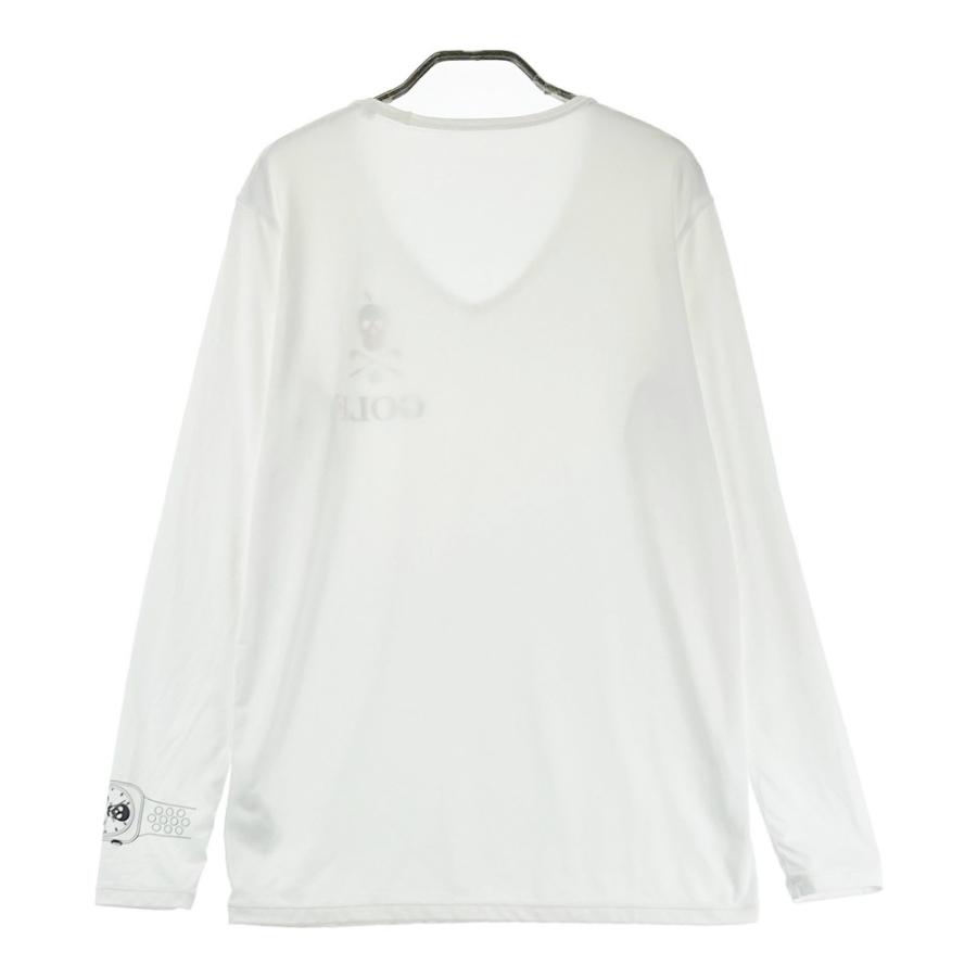 【美品】MARK&LONA ホワイト 長袖カットソー 48 ゴルフウェア MARK&LONA マークアンドロナ 長袖ハーフジップTシャツ ホワイト