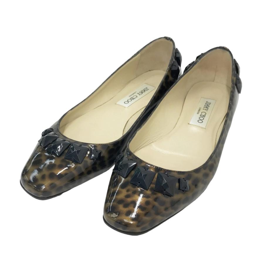 JIMMY CHOO ジミーチュウ エナメル フラット パンプス レオパード柄 
