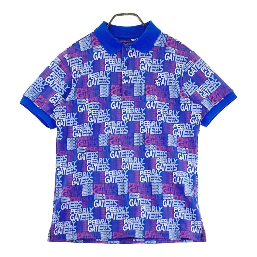 PEARLY GATES パーリーゲイツ 半袖ポロシャツ ロゴ総柄 ブルー系 6  