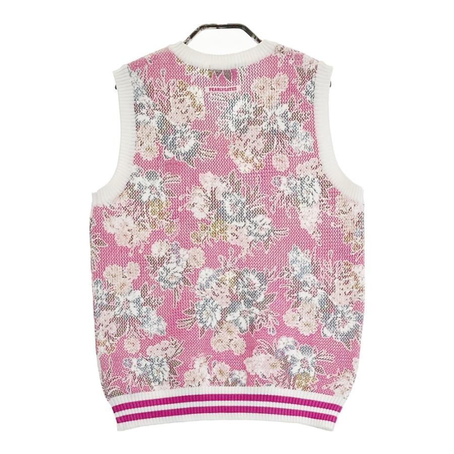 サイズ：0 PEARLY GATES パーリーゲイツ  Vネック ニットベスト  ピンク系 [240101466697] ゴルフウェア レディース ストスト PEARLY GATES パーリーゲイツ Vネック ニットベスト チェック柄