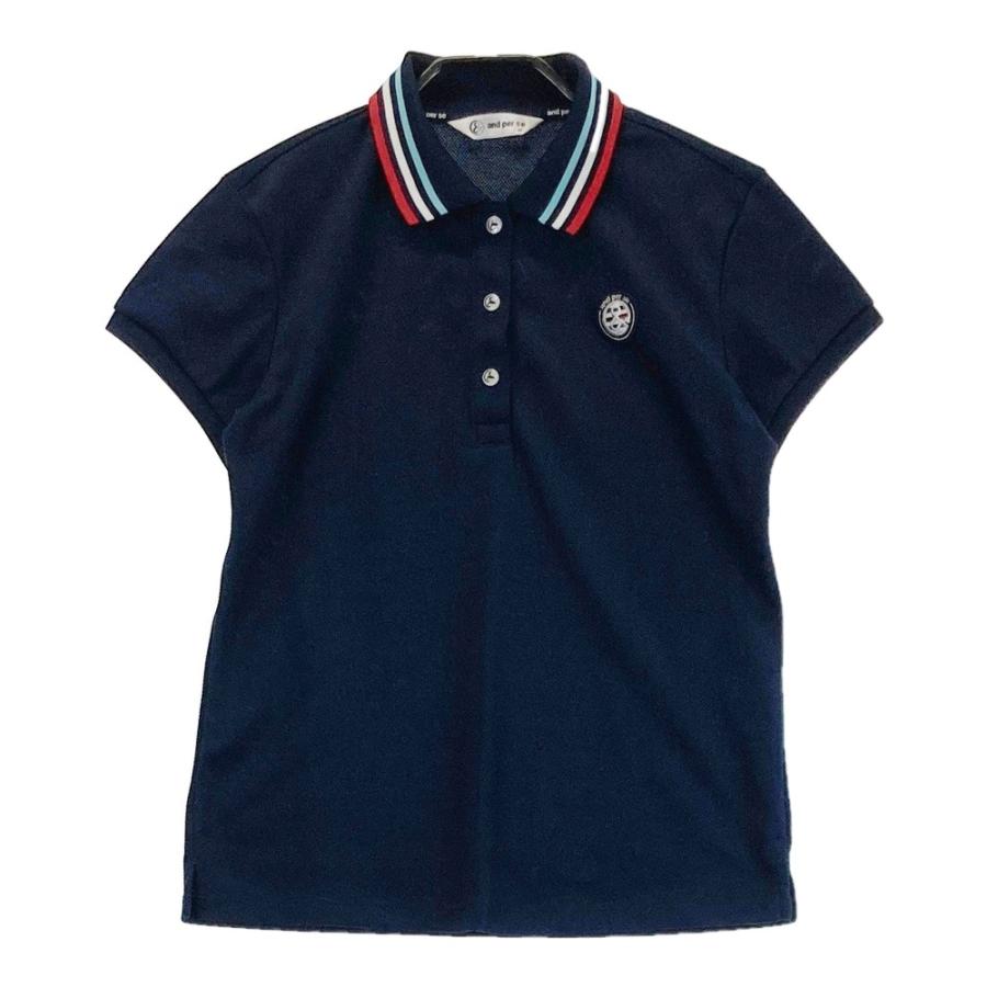 美品✨️ and per se ポロシャツ ロゴワッペン 半袖 ネイビー XL and per se（アンパスィ） 半袖ポロシャツ ワッペン ネイビー系 M