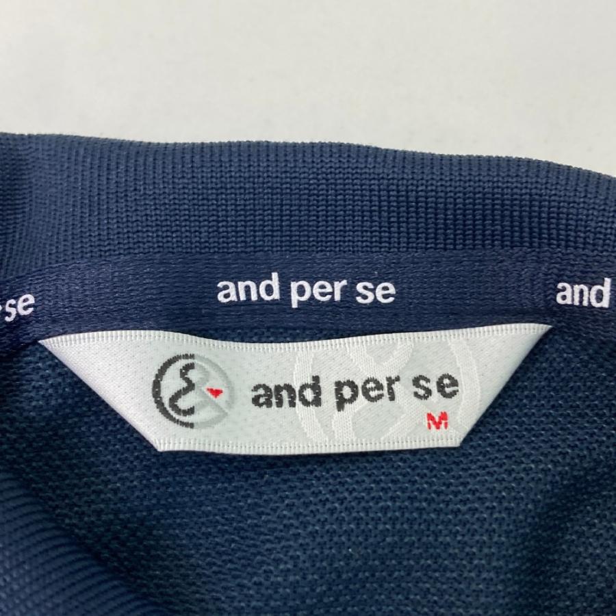 and per se（アンパスィ） 半袖ポロシャツ ワッペン ネイビー系 M