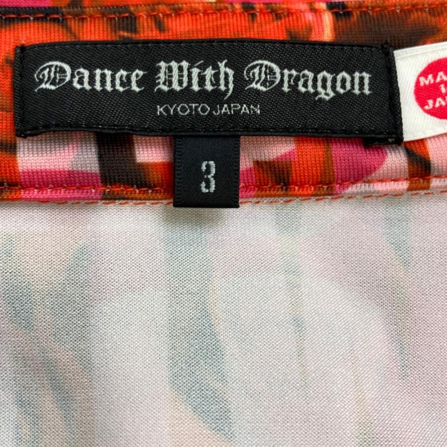 Dance With Dragon 赤 花柄 ゴルフシャツ サイズ2 Dance With Dragon（ダンスウィズドラゴン） 半袖ポロシャツ バラ総柄