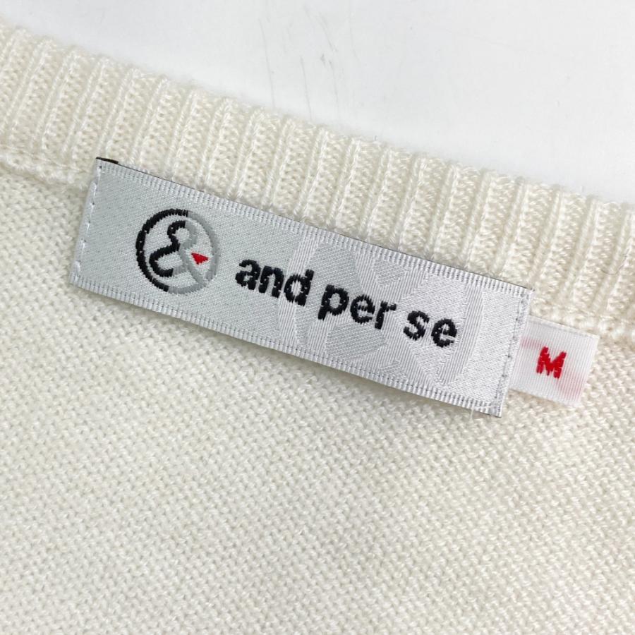 and per se（アンパスィ） 長袖ニットセーター ホワイト系 M ゴルフ