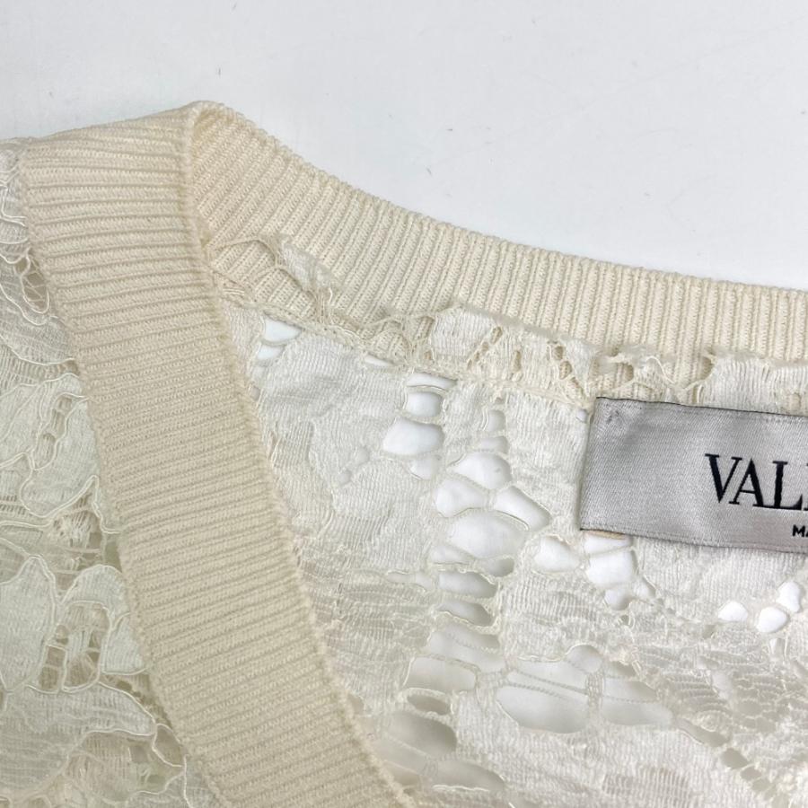 VALENTINO ヴァレンティノ レース切替 半袖ニットポンチョ