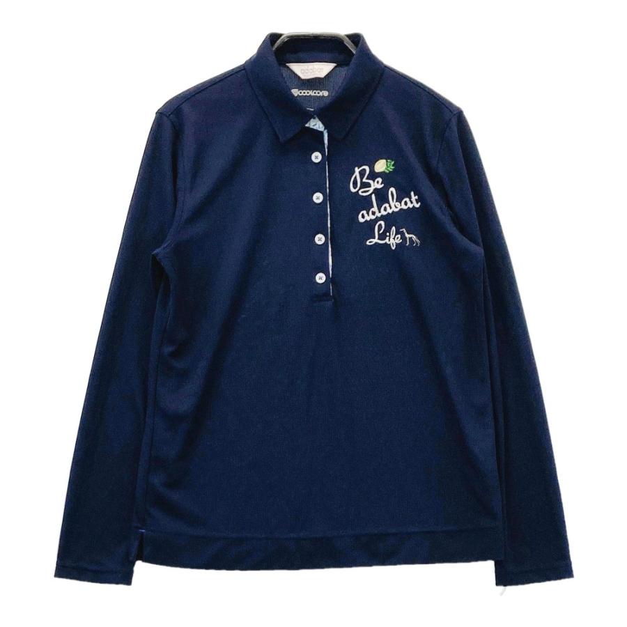 ADABAT アダバット 長袖ポロシャツ 刺繍 ネイビー系 38 ゴルフウェア