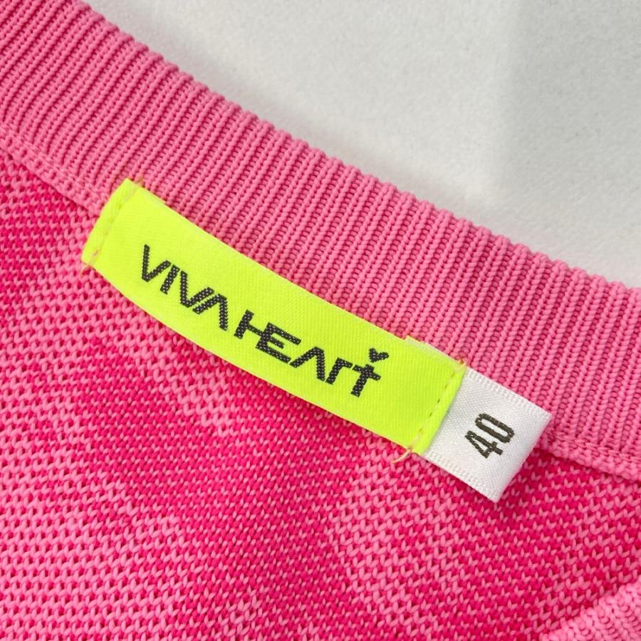 VIVA HEART ビバハート ニット ベスト 総柄 ピンク系 40 ゴルフウェア