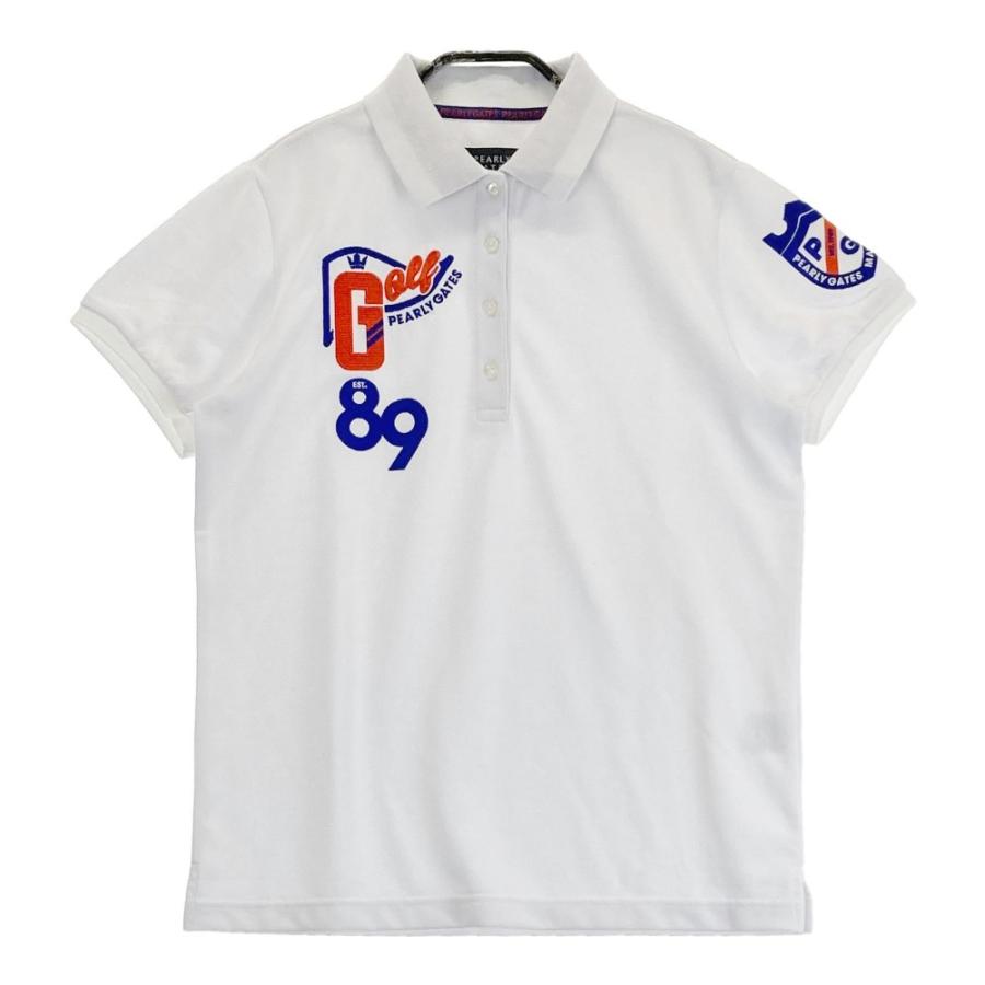 美品 パーリーゲイツ ポロシャツ 半袖 2 ホワイト レディース PEARLY GATES パーリーゲイツ 半袖ポロシャツ ホワイト系 2 ゴルフ