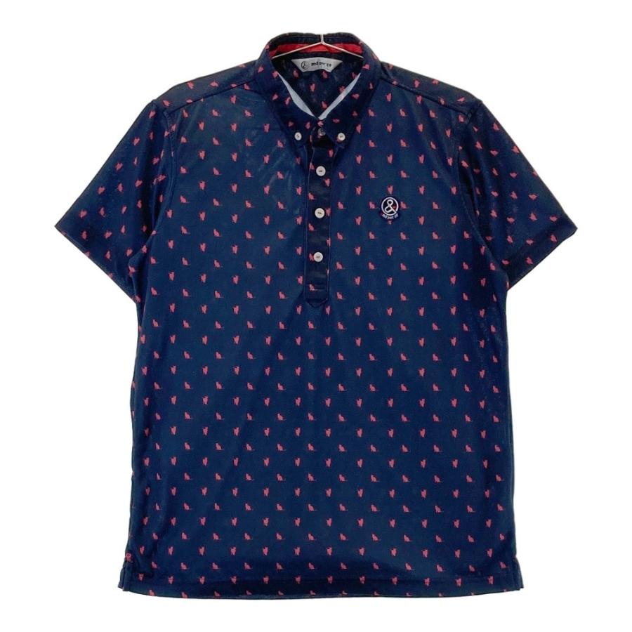 and per se（アンパスィ） 半袖 ポロシャツ 総柄 ネイビー系 L ゴルフ