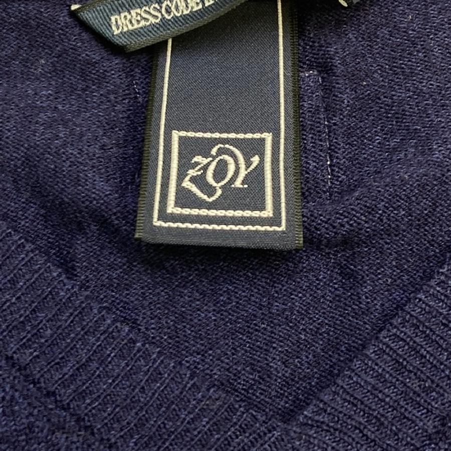 ZOY（ゾーイ） Vネック ニットセーター ワッペン ネイビー系 36 ゴルフ
