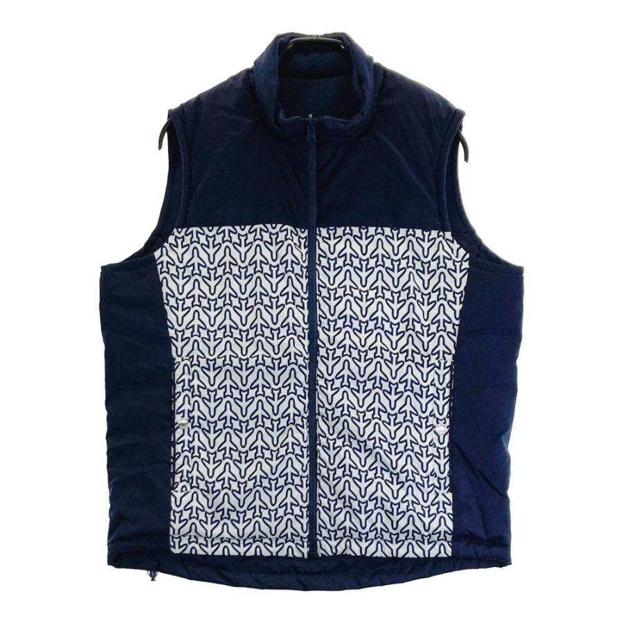 23区GOLF ニジュウサンクゴルフ リバーシブルダウンベスト 飛行機柄  