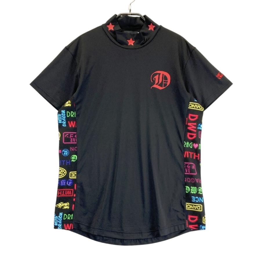 サイズ：2 DANCE WITH DRAGON ダンスウィズドラゴン  ハイネック半袖Tシャツ  ブラック系 [240101243549] ゴルフウェア メンズ ストスト DANCE WITH DRAGON ダンスウィズドラゴン ハイネック半袖Tシャツ