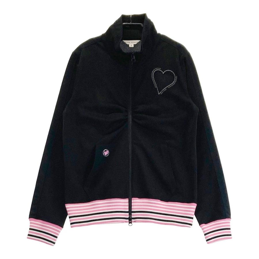 サイズ：40 VIVA HEART ビバハート 012-59011 中綿 フード付 長袖 ジップジャケット ロゴ総柄 ベージュ系 [240101719904] ゴルフウェア レディース ストスト VIVA HEART（ビバハート） 長袖ジップジャケット ブラック系 40 ゴルフ