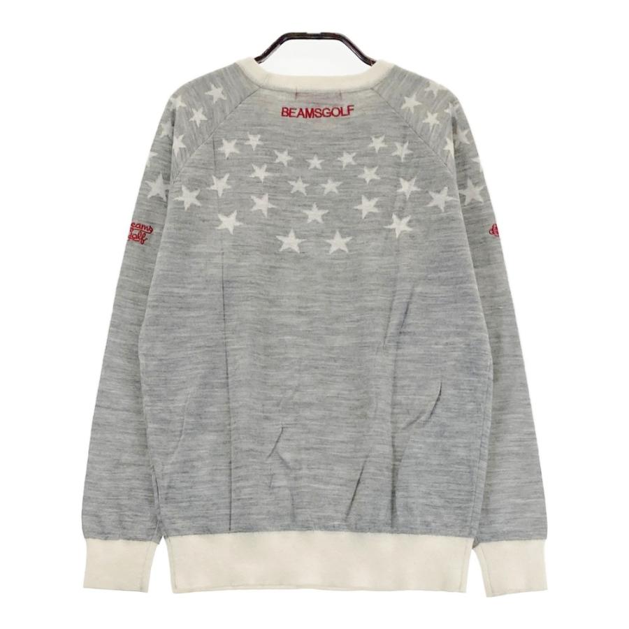 BEAMS GOLF ビームスゴルフ ウール混 ニット セーター 星柄 グレー系 L 
