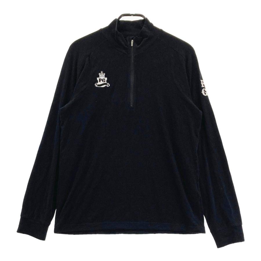 PEARLY GATES パーリーゲイツ 起毛 ハーフジップ 長袖Tシャツ ブラック  