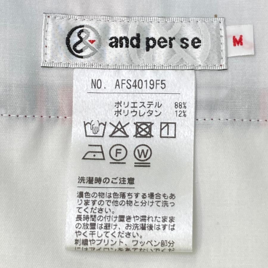 サイズ：L AND PER SE アンパスィ  ストレッチスカート ロゴ ストライプ柄 レッド系 [240101451496] ゴルフウェア レディース ストスト and per se AND PER SE アンパスィ ストレッチスカート ロゴ
