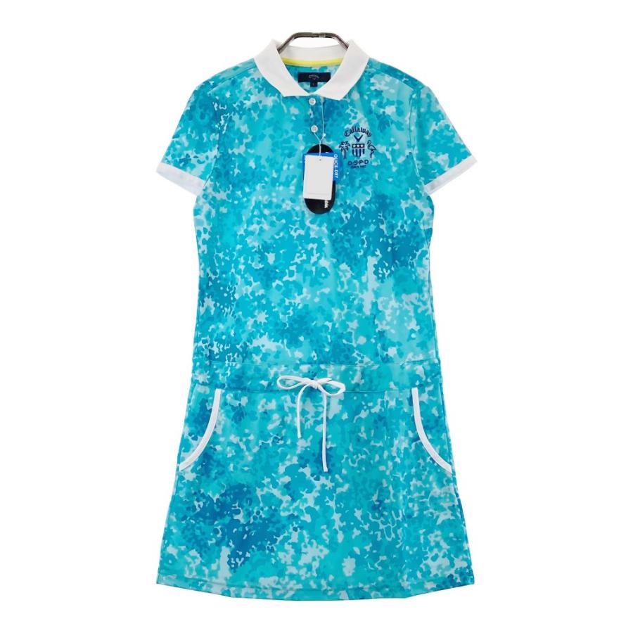サイズ：S CALLAWAY キャロウェイ  半袖ポロワンピース チェック ブルー系 [240001263440] ゴルフウェア レディース ストスト サイズ：S CALLAWAY キャロウェイ 半袖ポロワンピース チェック