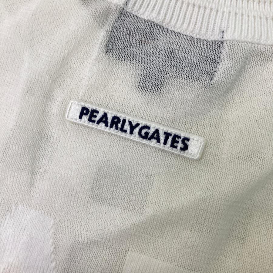 PEARLY GATES パーリーゲイツ  メッシュ ニットセーター チェック柄 ホワイト系 0 ゴルフウェア レディースの画像
