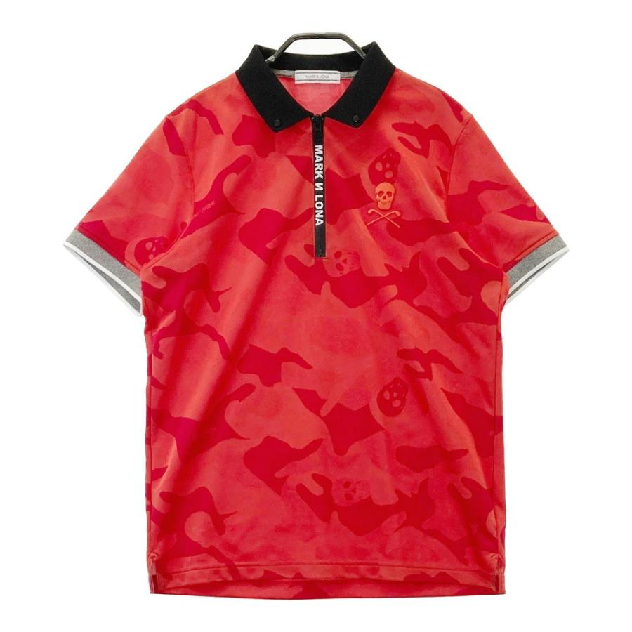 MARK&LONA マークアンドロナ ハーフジップ 半袖ポロシャツ スカル 迷彩  