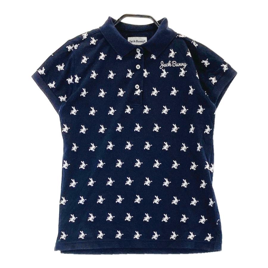 JACK BUNNY!! - coco 中古 ジャックバニー Jack Bunny!! レディース 半袖シャツ 1(M) 青×カラフル モックネックカットソー 総柄 中古 レディース ジャックバニー Jack Bunny!! 半袖ポロシャツ 1