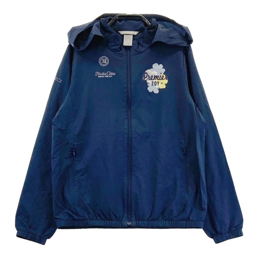 ZOY ゾーイ ナイロン ジップ ジャケット ネイビー系 38 ゴルフウェア  