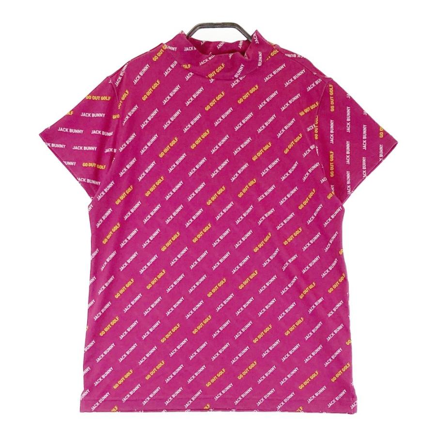 JACK BUNNY ジャックバニー モックネック半袖Tシャツ 総柄 ピンク系 2 