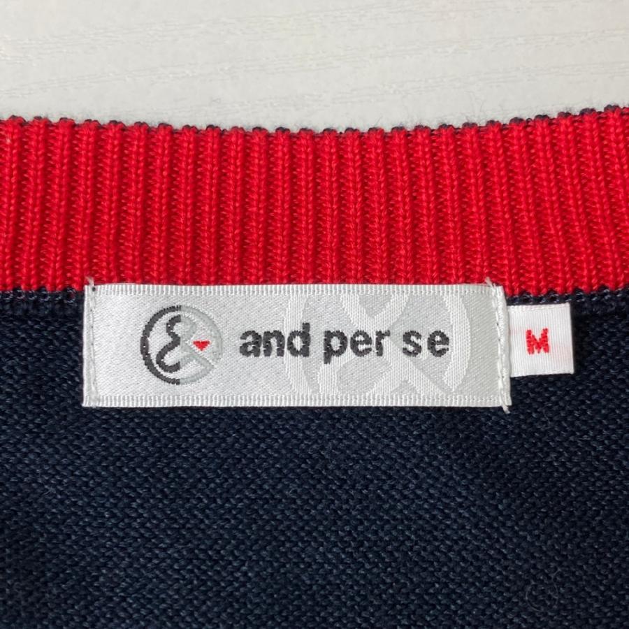 新品未使用タグ付き⭐︎ アンパスィ　ニットベスト and per se（アンパスィ） ニットベスト レッド系 M ゴルフウェア