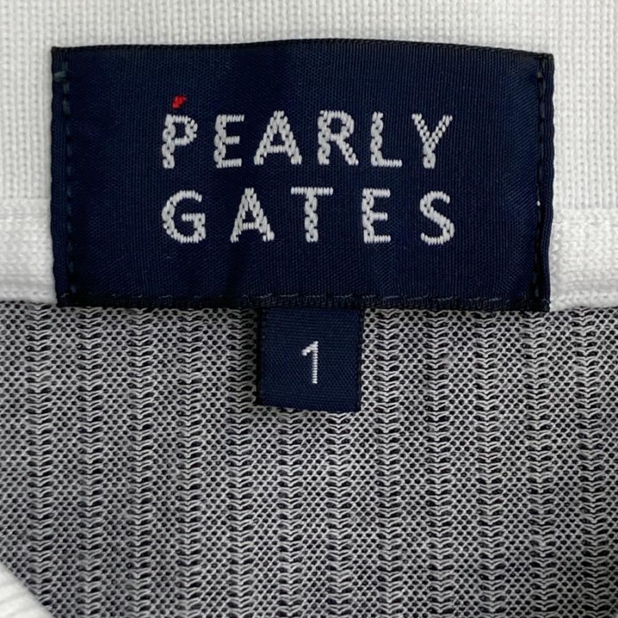 PEARLY GATES パーリーゲイツ 055-3160554 シアサッカー 半袖ポロシャツ ストライプ柄 グレー系 1 ゴルフウェア レディースの画像