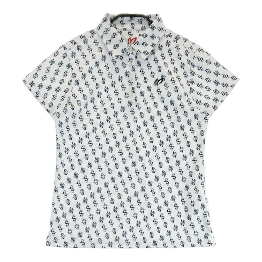 サイズ：0 MASTER BUNNY EDITION マスターバニーエディション 2023年モデル 半袖ポロシャツ 総柄 ロゴ ホワイト系 [240101266153] ゴルフウェア レディース ストスト MASTER BUNNY EDITION マスターバニーエディション 2023年モデル