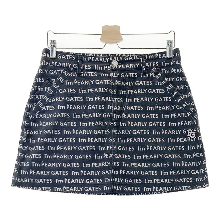 PEARLY GATES パーリーゲイツ ストレッチスカート ロゴ総柄 ネイビー系 