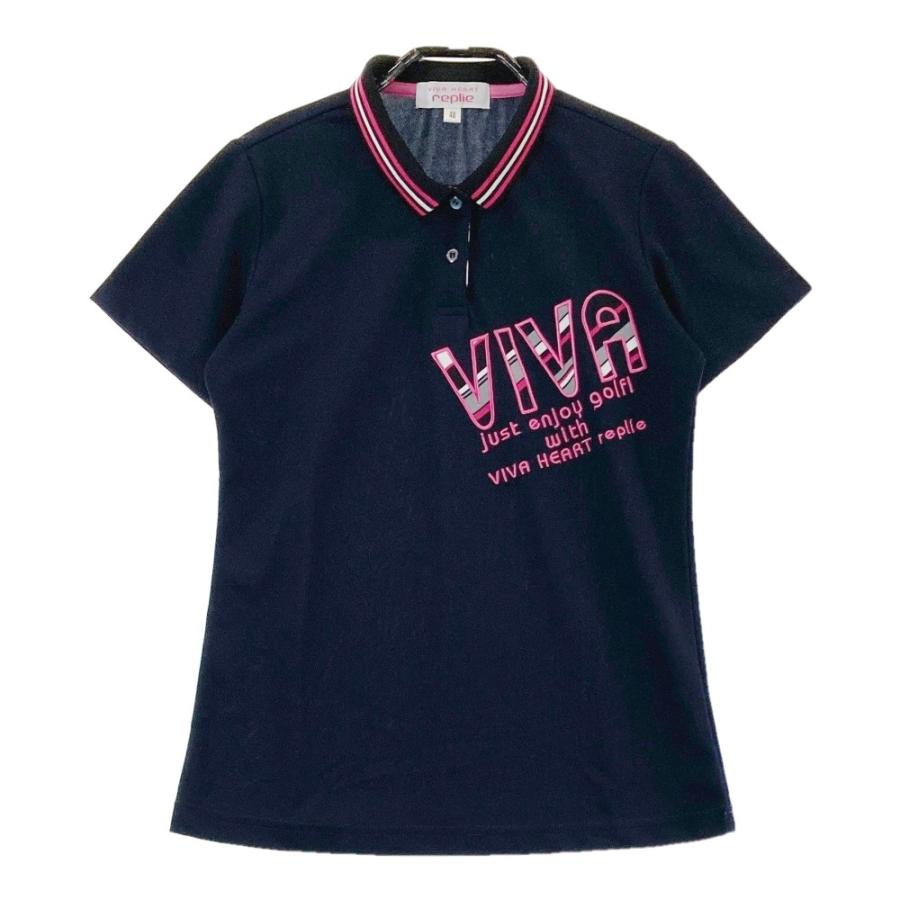 VIVA HEART ビバハート replie 半袖ポロシャツ ネイビー系 40 ゴルフ 