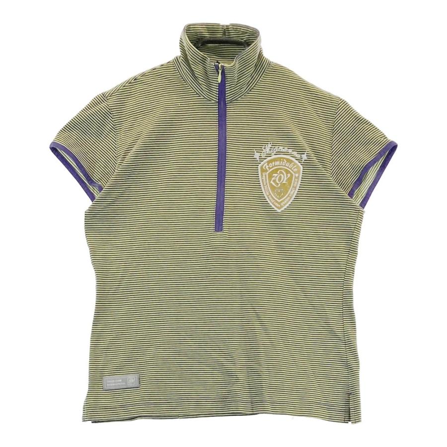 ZOY（ゾーイ） ハーフジップ 半袖Tシャツ ボーダー柄 グリーン系 40