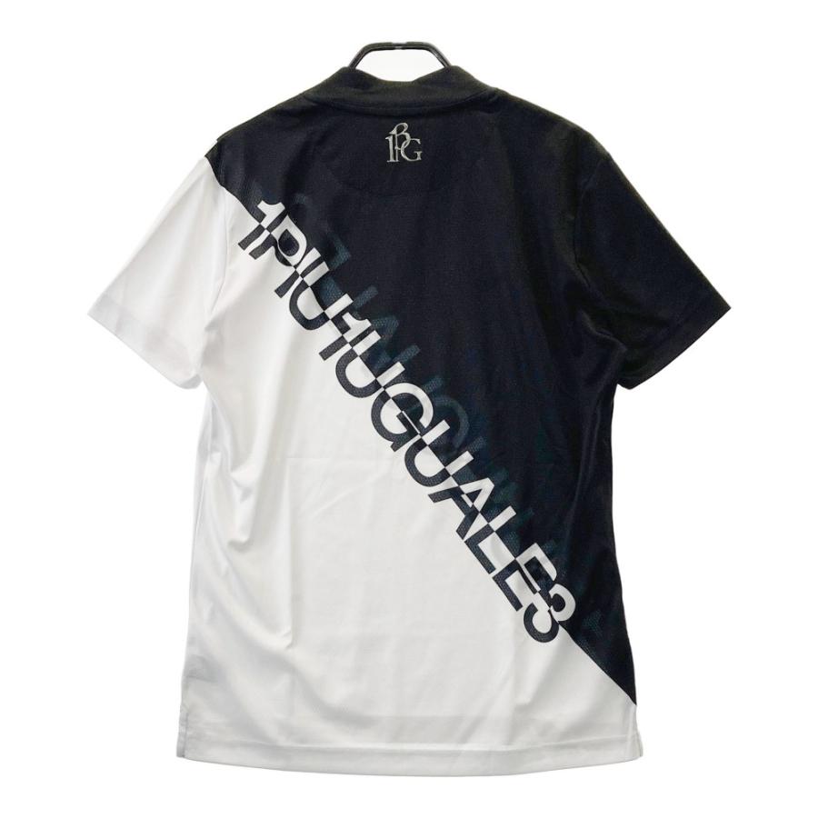 1PIU1UGUALE3 GOLF 半袖ハイネックシャツ 1PIU1UGUALE3 GOLF ハイネック 半袖Tシャツ ロゴ バイカラー ブラック