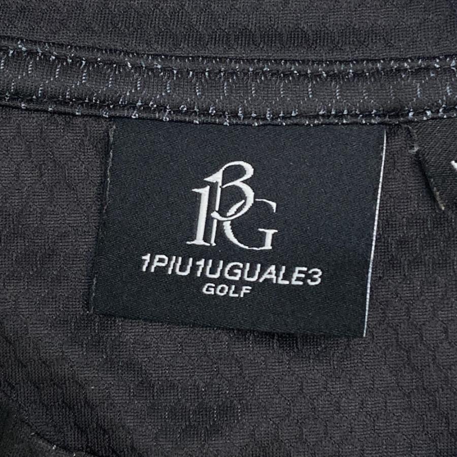 1PIU1UGUALE3 GOLF ハイネック 半袖Tシャツ ロゴ バイカラー ブラック