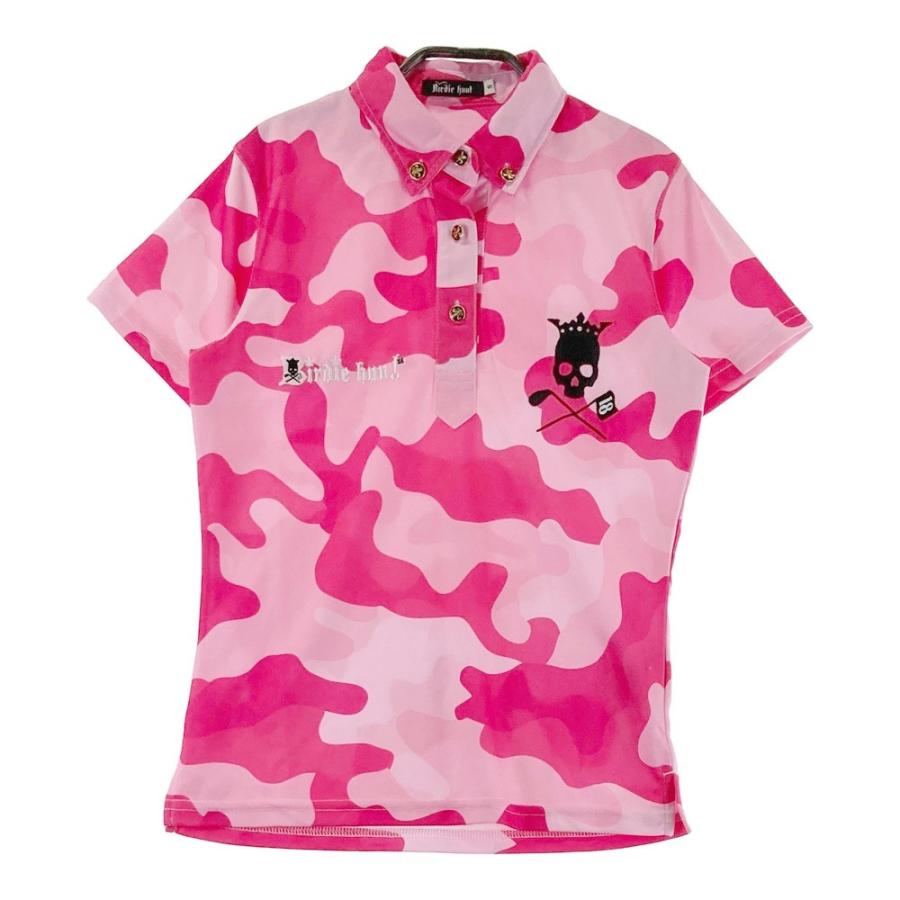 BIRDIE HUNT バーディーハント ゴルフウェアsサイズ セットアップ雨具 BIRDIE HUNT バーディーハント 半袖ポロシャツ カモフラ柄 ピンク系 S