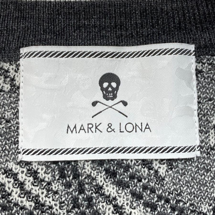 MARK\u0026LONA マークアンドロナ  ニットセーター ウール混 スカル 総柄 ブラック系 M ゴルフウェア メンズの画像
