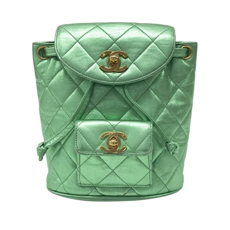 CHANEL シャネル マトラッセ ミニリュックサック グリーン系 